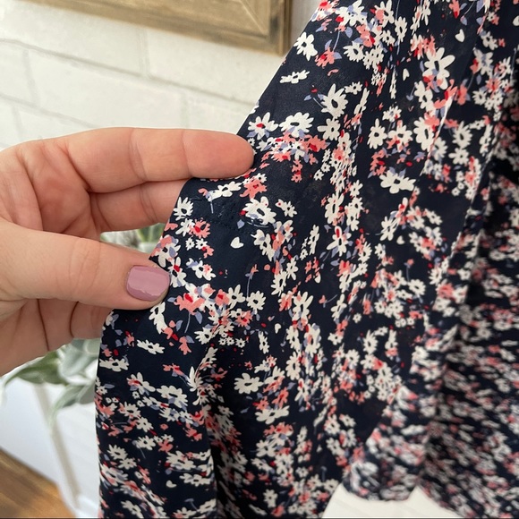TORRID Navy Flowered Pocket Front Blouse - Picture 12 of 13